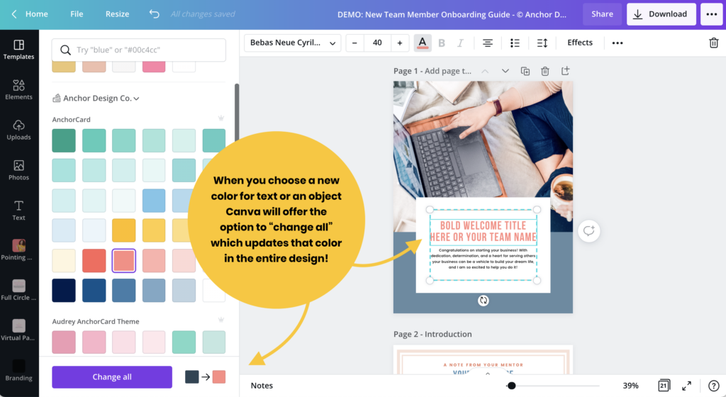 How to Quickly Update All Colors in a Canva Design With Just One Click